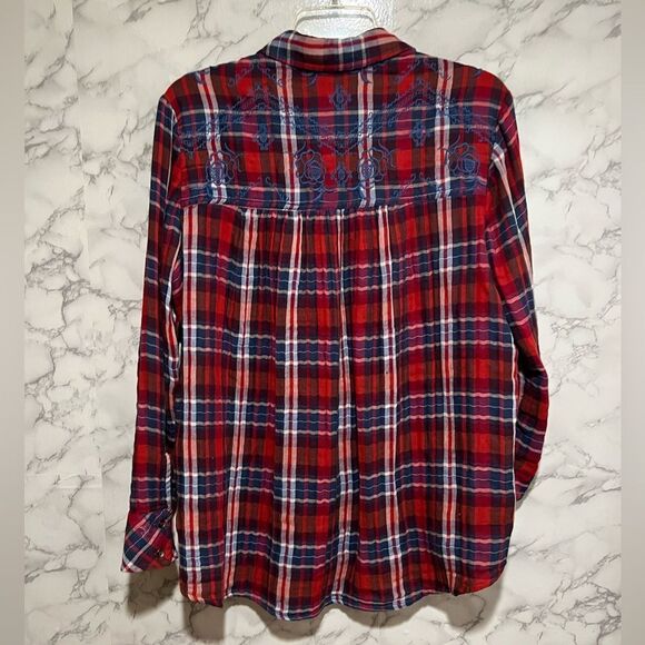 Free People Women's Magical Plaid Buttondown Top - Picture 9 of 10